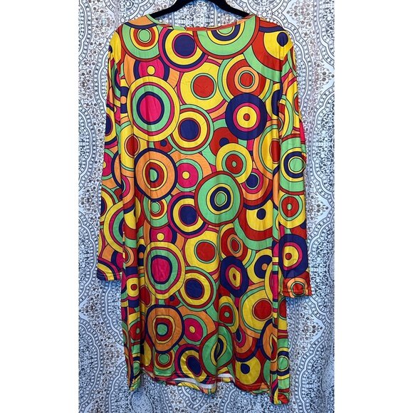 Hippie Costume Dress Size 3X Colorful Circle Pattern Long Sleeve with accessorie - Picture 3 of 12